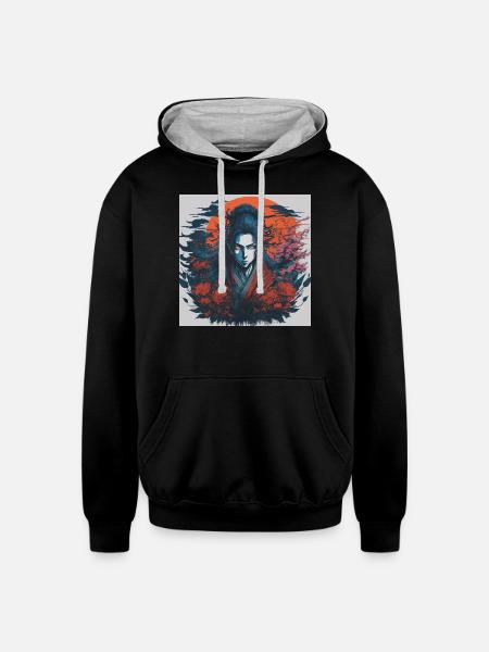 anime beautiful pictures - Unisex Contrast Hoodie - black/heather gray