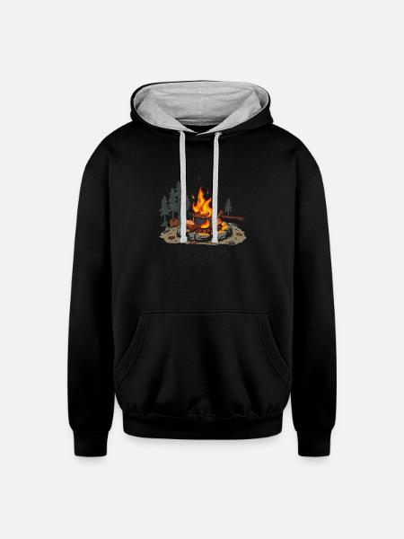Campfire Cooking - Unisex Contrast Hoodie - black/heather gray