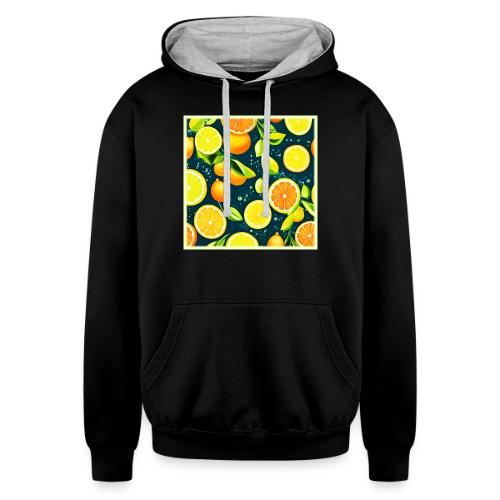 Citrus Kaleidoscope: A Vibrant Medley - Unisex Contrast Hoodie