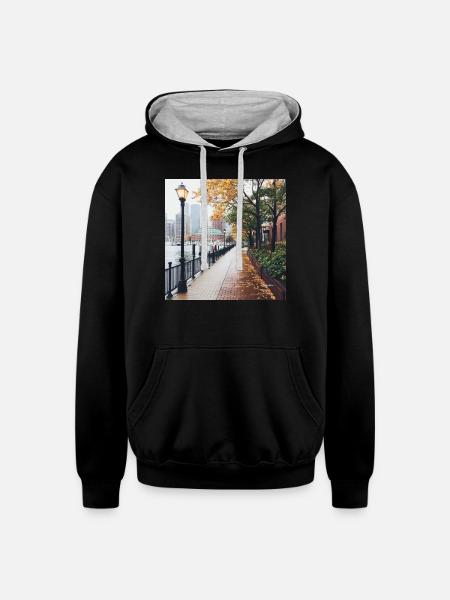 Boston, Massachusetts - Unisex Contrast Hoodie - black/heather gray