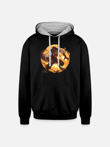 Werewolf Halloween - Unisex Contrast Hoodie - black/heather gray