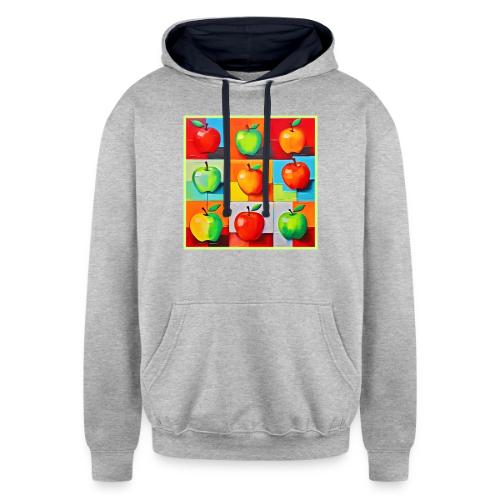 Colorful Apple Grid - Unisex Contrast Hoodie