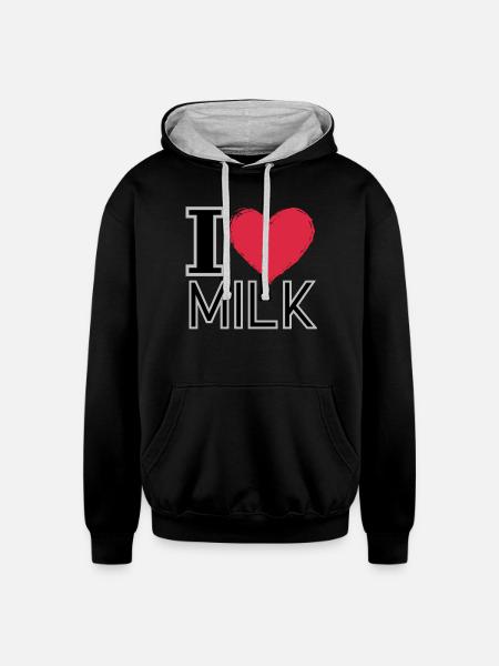 I Love Milk - Unisex Contrast Hoodie - black/heather gray