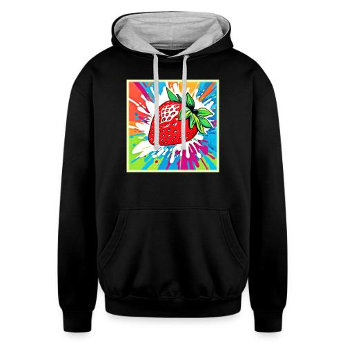 Vibrant Strawberry Artwork - Unisex Contrast Hoodie
