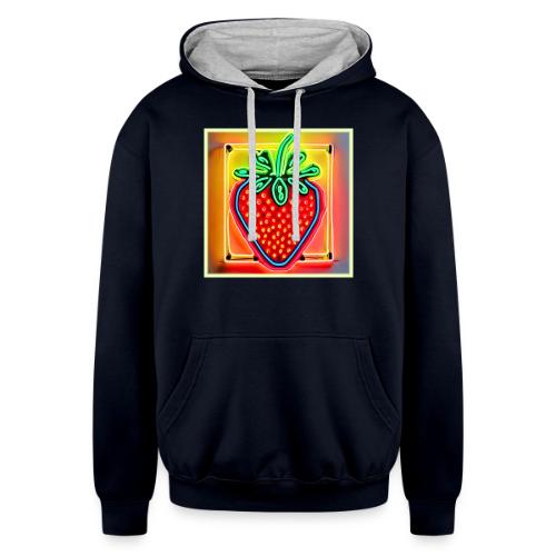 Colorful Strawberry Neon Glow - Unisex Contrast Hoodie