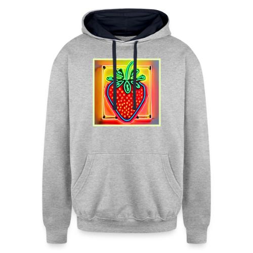 Colorful Strawberry Neon Glow - Unisex Contrast Hoodie