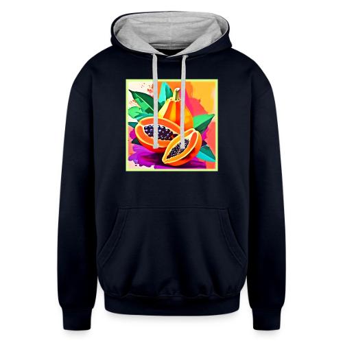 Sliced Papaya Pop Art - Unisex Contrast Hoodie