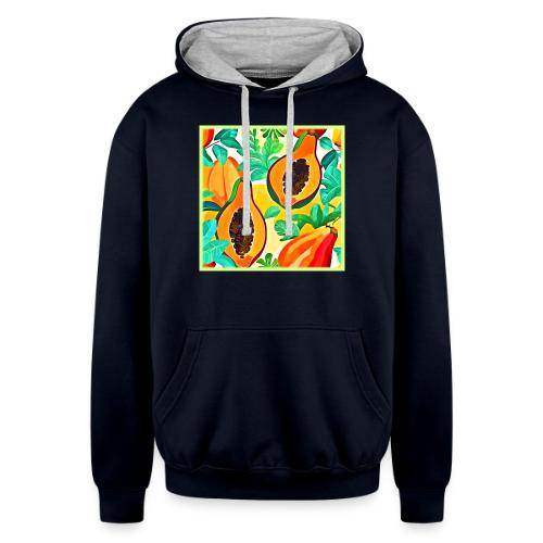 Tropical Papaya Pop Art - Unisex Contrast Hoodie