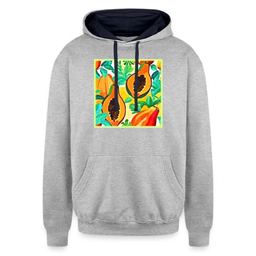 Tropical Papaya Pop Art - Unisex Contrast Hoodie