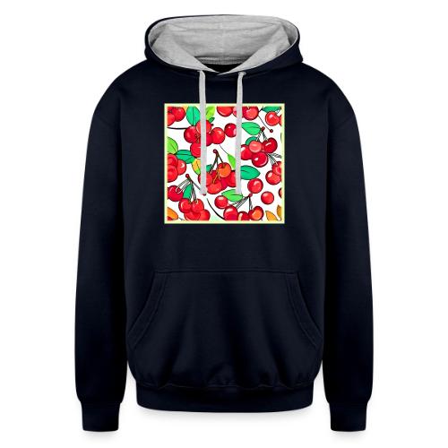 Cherry Pattern Design - Unisex Contrast Hoodie