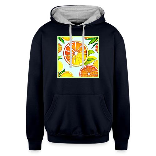 Orange Slice: Citrus Art - Unisex Contrast Hoodie
