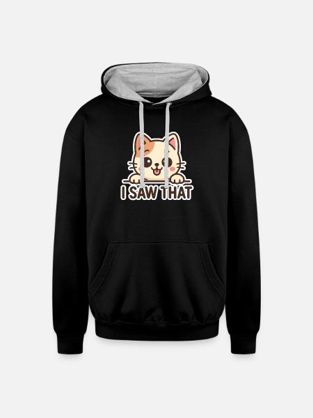 i saw that cat - Unisex Contrast Hoodie - black/heather gray