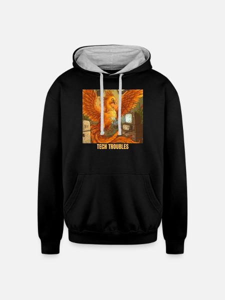 Phoenix's Voice Command Mishap - Unisex Contrast Hoodie - black/heather gray