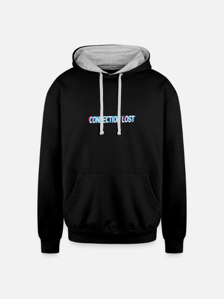 Connection Lost - Unisex Contrast Hoodie - black/heather gray