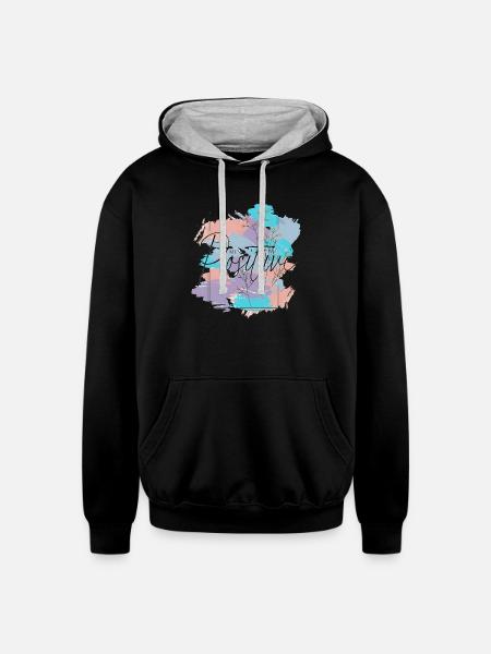 Mind Positive - Unisex Contrast Hoodie - black/heather gray