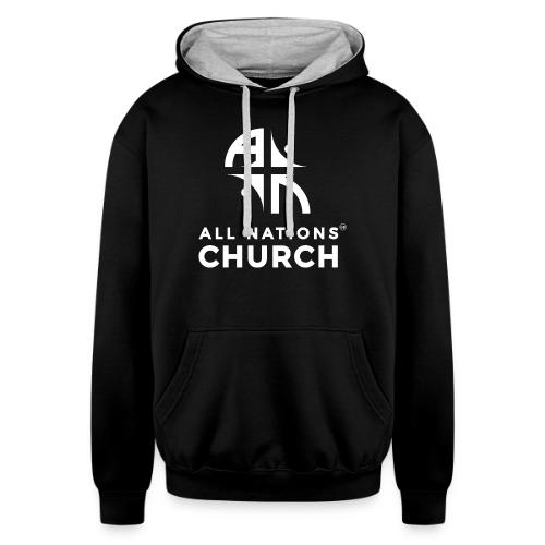 GB ANC Vertical Logo WHITE - Unisex Contrast Hoodie