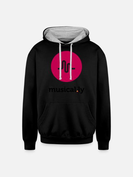 Musical.ly Logo - Unisex Contrast Hoodie - black/heather gray