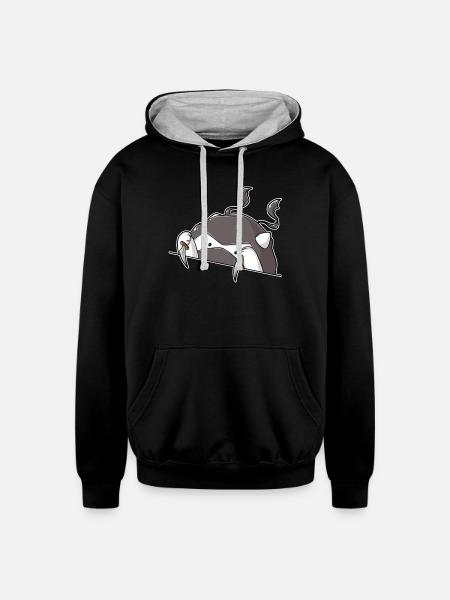 Cat DnD Rogue - Unisex Contrast Hoodie - black/heather gray