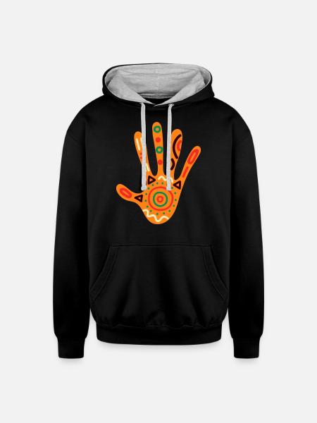 African Hand - Unisex Contrast Hoodie - black/heather gray