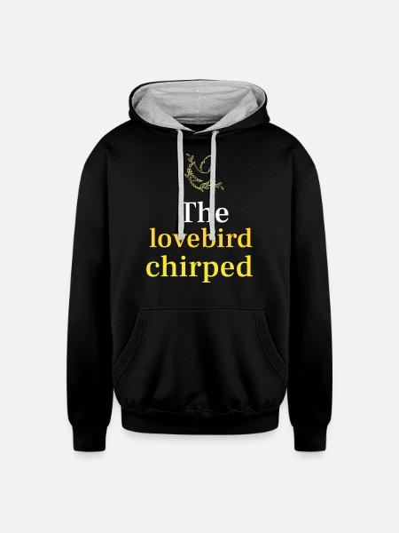 lovebird chirping shirt - Unisex Contrast Hoodie - black/heather gray