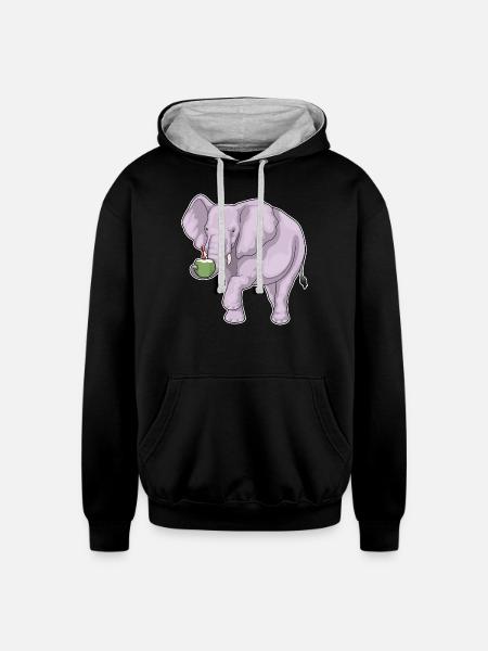 Elephant Coconut - Unisex Contrast Hoodie - black/heather gray