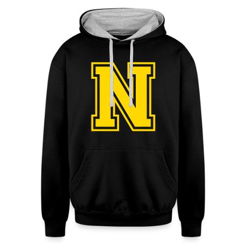 Letter N – Capital Athletic Alphabet Monogram - Unisex Contrast Hoodie