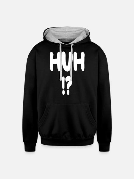 Huh? - Unisex Contrast Hoodie - black/heather gray