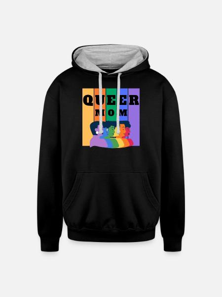 Queer Mom - Unisex Contrast Hoodie - black/heather gray