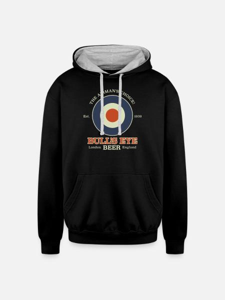 WW2 Bulls Eye Beer aesthetic - Unisex Contrast Hoodie - black/heather gray