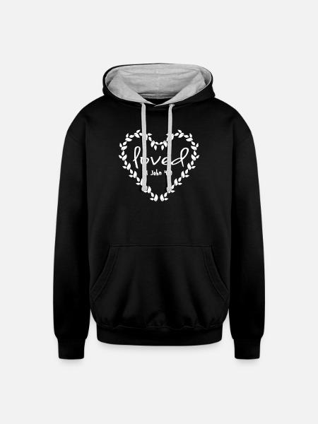 Loved Religious - Unisex Contrast Hoodie - black/heather gray