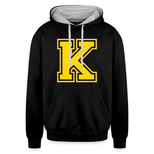 Letter k – Capital Athletic Alphabet Monogram - Unisex Contrast Hoodie