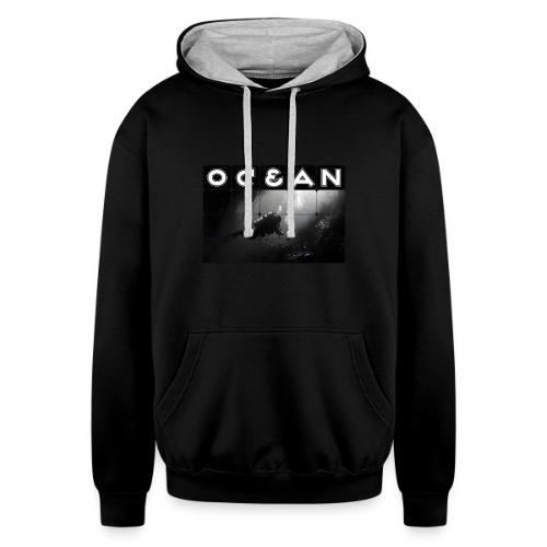 Ocean: Monochrome descent of a scuba diver - Unisex Contrast Hoodie