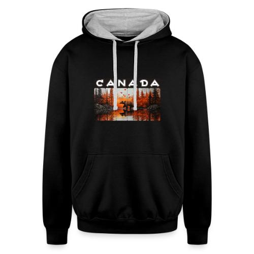 Canada Wilderness Art - Unisex Contrast Hoodie