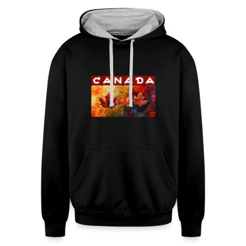 Painted Canada Leaves - Unisex Contrast Hoodie