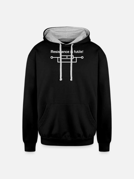 Resistance Is Futile Funny - Unisex Contrast Hoodie - black/heather gray