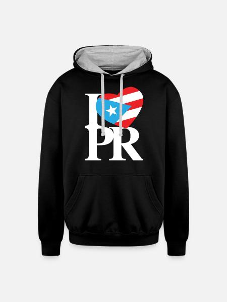 I Love Pr Retro - Unisex Contrast Hoodie - black/heather gray