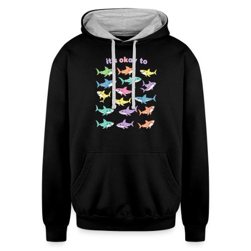 It’s Okay To – Cute Pastel Shark - Unisex Contrast Hoodie