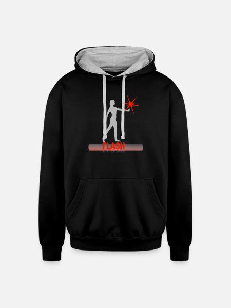 FLASH - Unisex Contrast Hoodie - black/heather gray