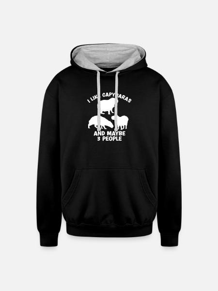 Capybara zoo animal design - Unisex Contrast Hoodie - black/heather gray