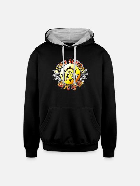 Reiko Daybreak School Emblem Sunrise - Unisex Contrast Hoodie - black/heather gray