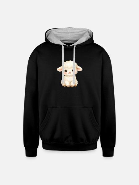 Pastel Lamb - Unisex Contrast Hoodie - black/heather gray