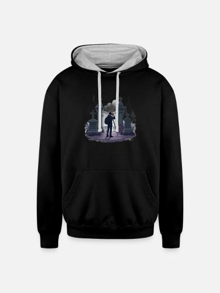 Gothic Cemetery Gate Photographer - Unisex Contrast Hoodie - black/heather gray