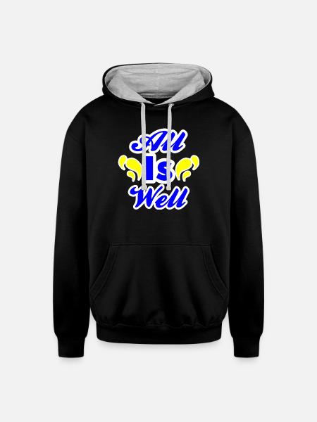All Is Well - Unisex Contrast Hoodie - black/heather gray
