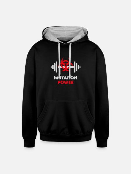 Powerlifting Mutation Strength - Unisex Contrast Hoodie - black/heather gray