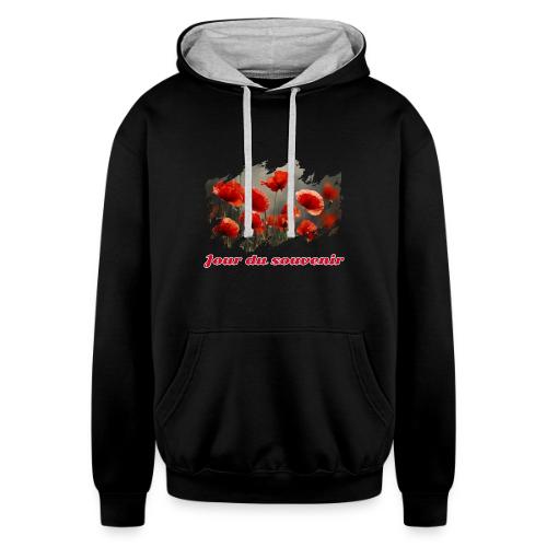 Remembrance Day with Poppies - Unisex Contrast Hoodie