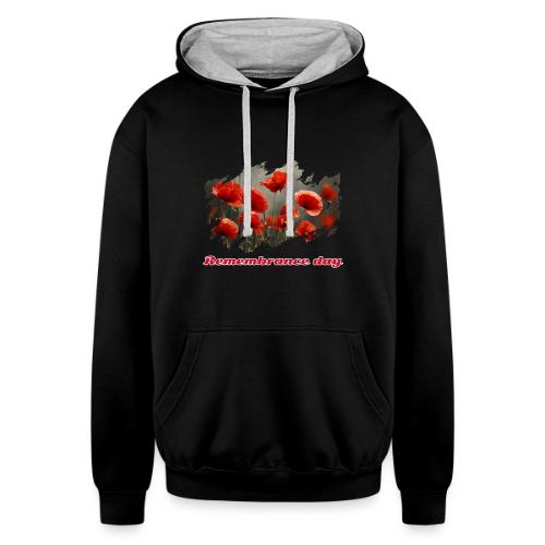 Remembrance Day with poppies - Unisex Contrast Hoodie