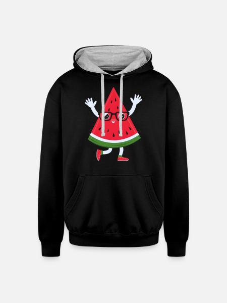 Watermelon Slice - Unisex Contrast Hoodie - black/heather gray