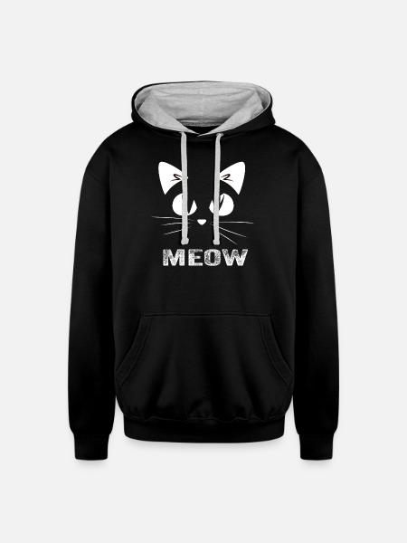 funny cat - Unisex Contrast Hoodie - black/heather gray