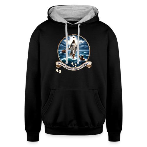 Walking On Water Faith T Shirt, Christian Miracle - Unisex Contrast Hoodie