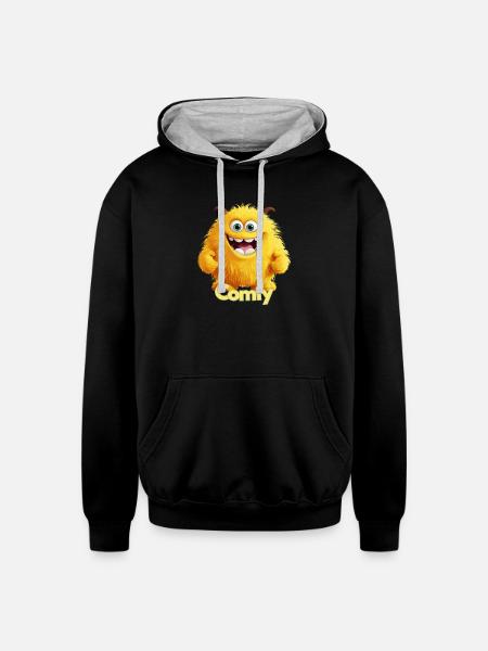 Comfy Warm Fuzzy - Unisex Contrast Hoodie - black/heather gray